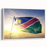 Framed canvas landscape art painting depicting a Namibian scenery in muted earth tones, suitable for living room decor.