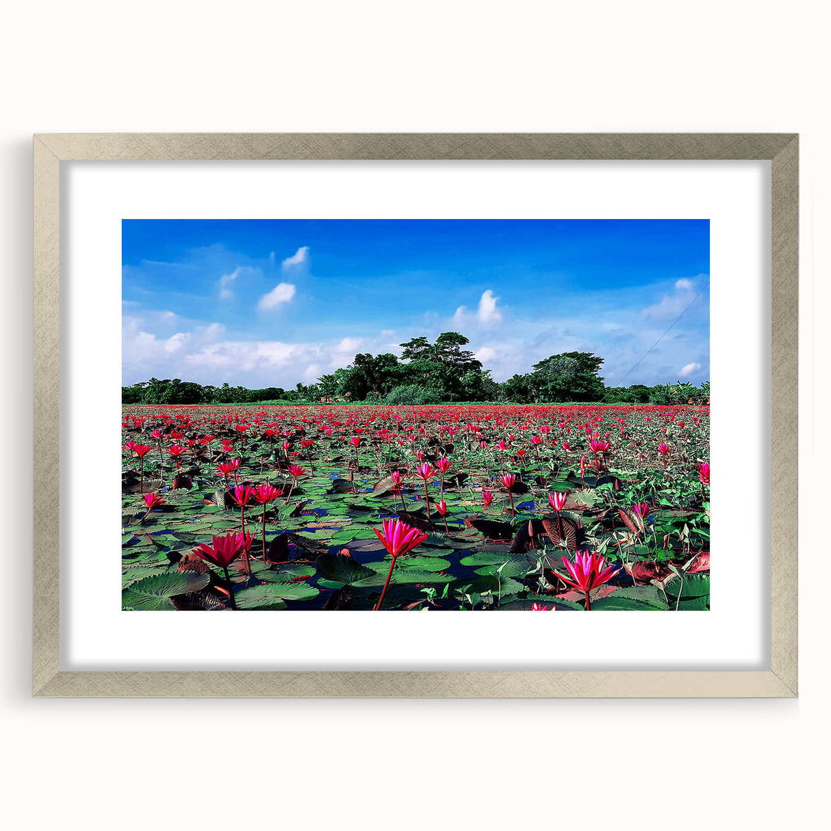 Textured abstract art print of a serene Bangladesh landscape in muted earth tones on a framed canvas, ideal for bedroom art.