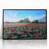 Large abstract wall art featuring a mid-century modernist design in muted earth tones on framed acrylic.