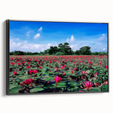 Black and white framed canvas of a vintage-style Bangladesh landscape, ideal for bedroom wall art.