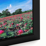 Framed canvas featuring a textured, colorful abstract of Bangladesh scenery, ideal for living room decor.