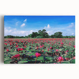 Black and white photograph of a serene Bangladesh landscape on large stretched canvas, ideal for kitchen wall art.