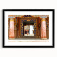 Extra large abstract art print featuring vibrant, colorful Bhutanese scenery on a black framed canvas.