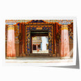 Extra large rolled print of a Bhutanese landscape with vibrant green and blue tones, ideal for art wall dining room.