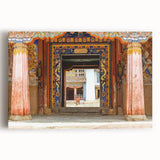 Large black and white stretched canvas of Bhutan scenery, ideal for kitchen wall art.