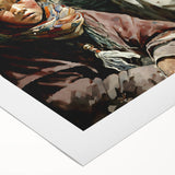 Art deco poster of a Tibetan landscape in muted blue and green tones on rolled canvas, suitable for dining room decor.