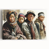 Black and white photo of Tibetan landscape on large stretched canvas, ideal for kitchen wall art.