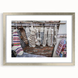 Textured abstract art print depicting a serene Georgian landscape in muted earth tones, framed in silver.