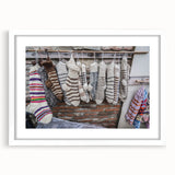 Abstract art print of a Georgia landscape in muted earth tones, framed with a white mat.