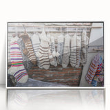 Acrylic print of a serene Georgian landscape in soft pastel colors, framed in white.