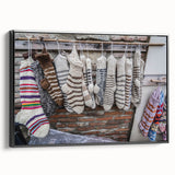 Black and white landscape painting of Georgian scenery on a framed canvas, ideal for bedroom wall art.