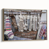 Framed canvas depicting a vintage-style landscape of Georgian scenery in muted gold and black tones.