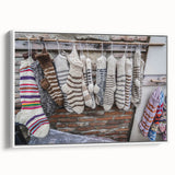 Vintage poster art of a Georgian landscape on a framed canvas, featuring colorful imagery on a black background.