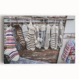 Large black and white canvas print of Georgian rural scenery, ideal for kitchen wall art.