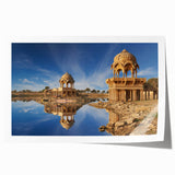 Extra large rolled print of a traditional Indian scenery in vibrant colors, suitable for dining room wall art.