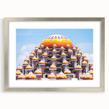 Textured art print of abstract scenery in muted earth tones, framed in silver, ideal for bedroom art.