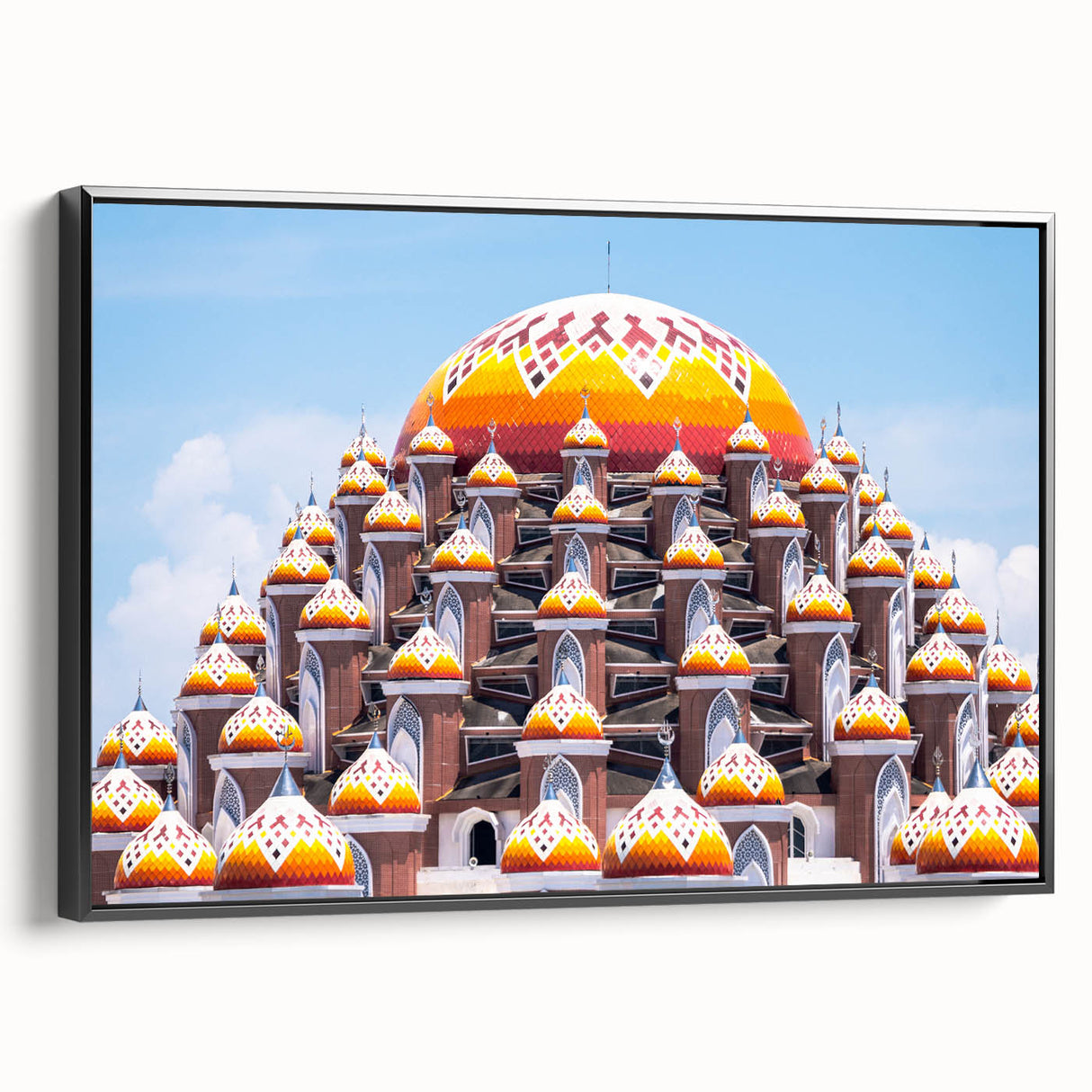 Black and white landscape art painting of an Indonesian scenery on framed canvas, ideal for bedroom wall decor.