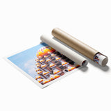 Extra large rolled print of a serene Indonesian landscape with lush greens and floral elements.