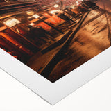 Art deco poster of a serene Kyoto landscape in muted earth tones on rolled canvas, suitable for dining room decor.