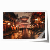 Extra large rolled print of Kyoto scenery with vibrant floral elements, ideal for art wall dining room or classy bathroom.