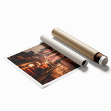 Extra large rolled print of a serene Kyoto scenery with soft pink cherry blossoms and a tranquil river.