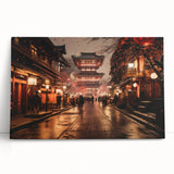 Black and white large art print of Kyoto scenery on stretched canvas, ideal for kitchen wall art or bedroom decor.