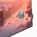 Large abstract wall art with mid-century modernist influences, featuring muted earth tones on acrylic glass.