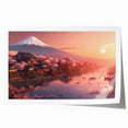 Extra large rolled print of Japanese scenery with floral elements in soft pastel shades.