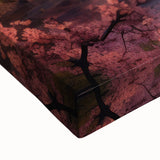 Large art of a black and white Japanese landscape painting on stretched canvas, ideal for bedroom decor.