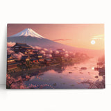 Black and white stretched canvas of a Japanese scenery, ideal for kitchen wall art or bedroom ambiance.