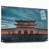 Large abstract wall art depicting a serene Korean landscape, rendered on acrylic glass.