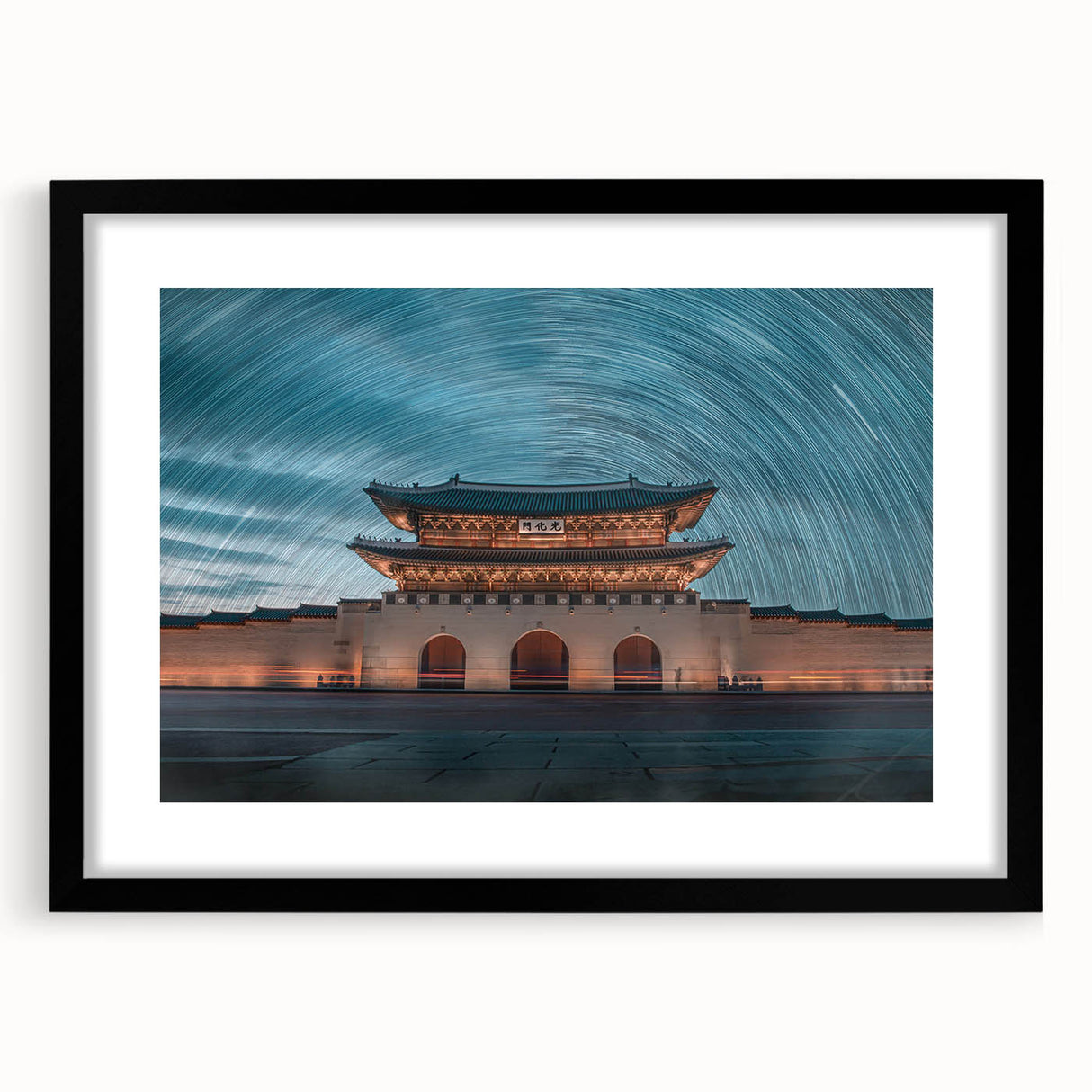 Extra large abstract art print featuring vibrant, colorful textures of a Korean landscape on a framed canvas.