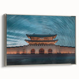 Landscape art painting of a scenic Korean village in vibrant colors on a framed canvas, suited for living room decor.
