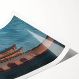 Extra large wall art featuring line art flowers in muted earth tones on a rolled canvas.