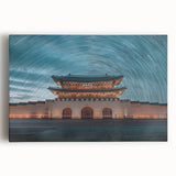 Black and white photograph of an Asian landscape on stretched canvas, ideal for kitchen wall art.