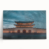 Black and white stretched canvas of a serene Korean landscape, ideal for kitchen wall art or bedroom ambiance.