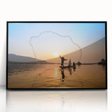 Large abstract wall art depicting a Laos scenery in muted earth tones on a framed acrylic, ideal for modern art wall decor.