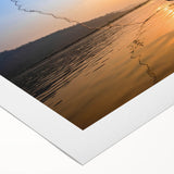 Art deco poster featuring a serene Laos landscape in muted green and blue tones on rolled canvas.