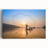 Black and white photograph of a scenic Laos landscape on large stretched canvas, suitable for kitchen wall art.