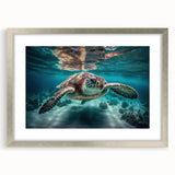 Textured abstract art print depicting a serene Malaysian landscape in muted earth tones, framed in silver.