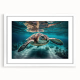 Abstract art print of Malaysian scenery in muted earth tones on a white matted frame, suitable for dining room decor.