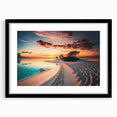 Extra large textured abstract art print of vibrant Maldivian scenery on a framed black mat, ideal for living room decor.
