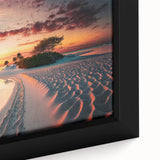 Extra large framed canvas depicting a textured, colorful Maldivian landscape, ideal for living room decor.