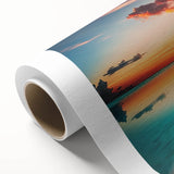 Art deco poster of a serene Maldivian scenery on rolled canvas, ideal for nursery wall art.