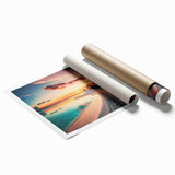Extra large rolled print of Maldives scenery with vibrant ocean and sky colors, ideal for classy bathroom wall art.
