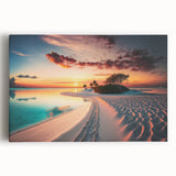 Black and white photo on canvas of a serene Maldivian beach, ideal for kitchen wall art.