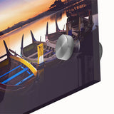 Large abstract wall art depicting a Myanmar landscape in muted earth tones on acrylic glass, ideal for dining room ambiance.