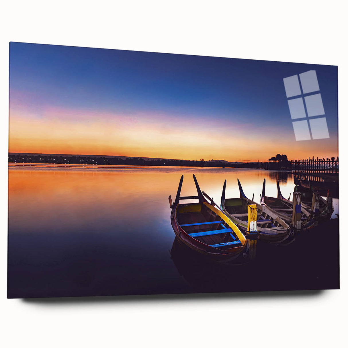 Large abstract wall art depicting the Myanmar landscape in muted earth tones on acrylic glass.