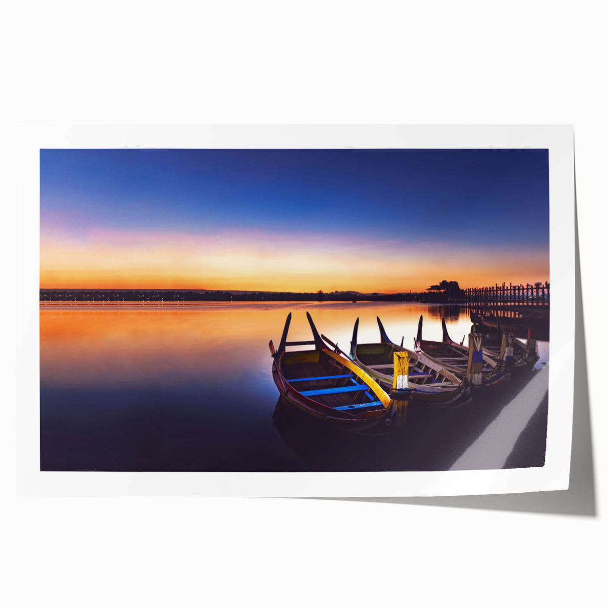 Extra large rolled print depicting a serene Myanmar landscape with lush greenery and vibrant flowers.