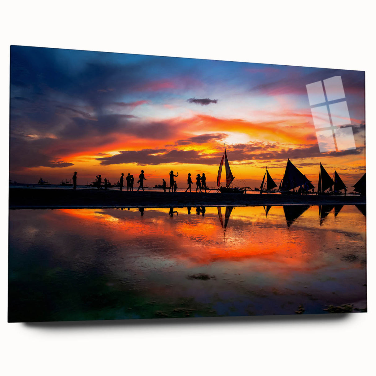 Large abstract wall art of a Philippine scenery in muted earth tones, printed on acrylic glass.
